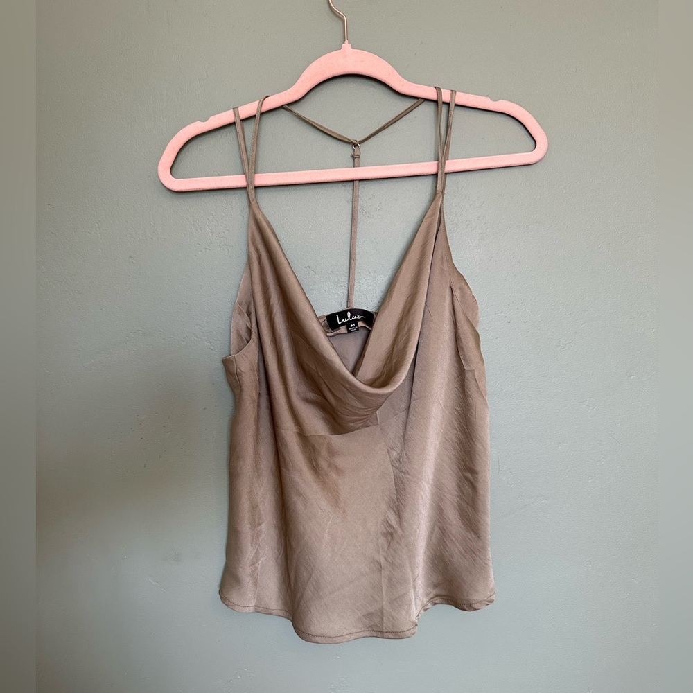 Satin Olive green crop tank